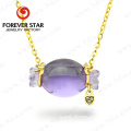 Natural Amethyst 14K Simple Gold Necklace Designs